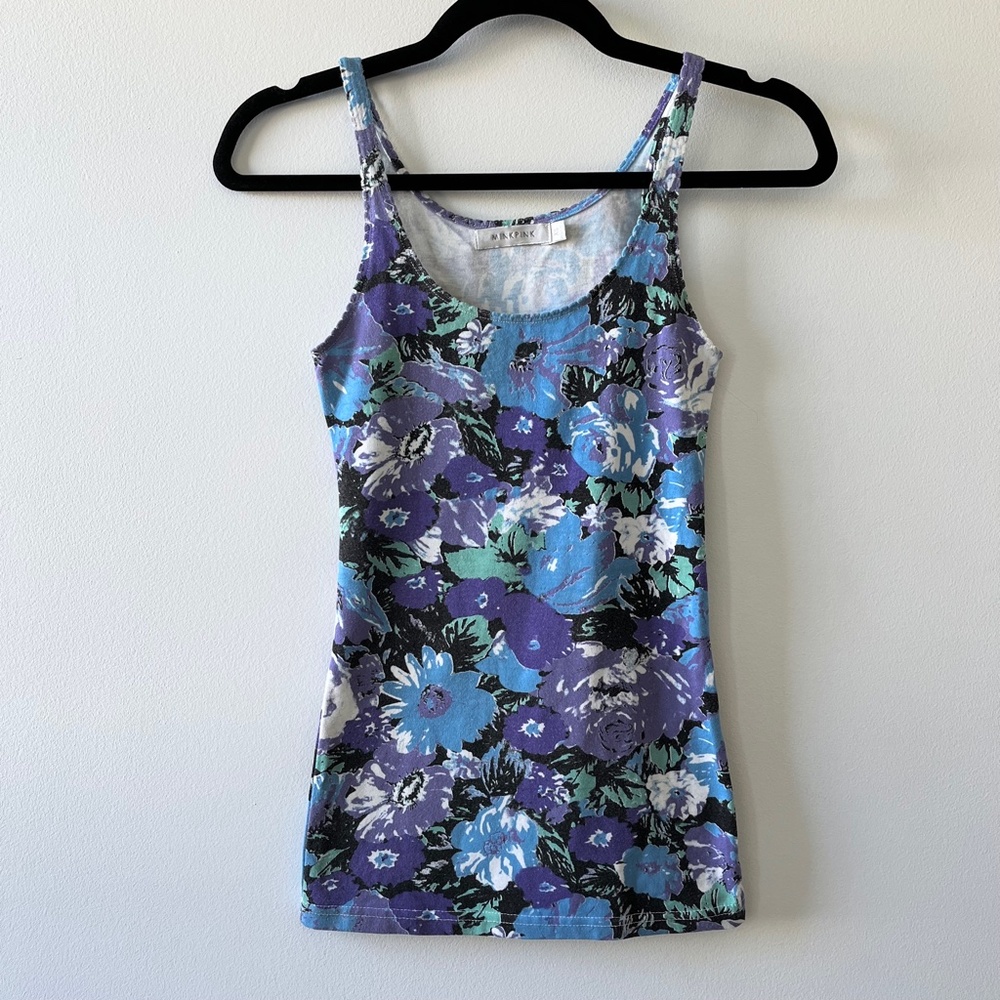 MINKPINK Purple Blue Floral Bodycon Tank Top XS